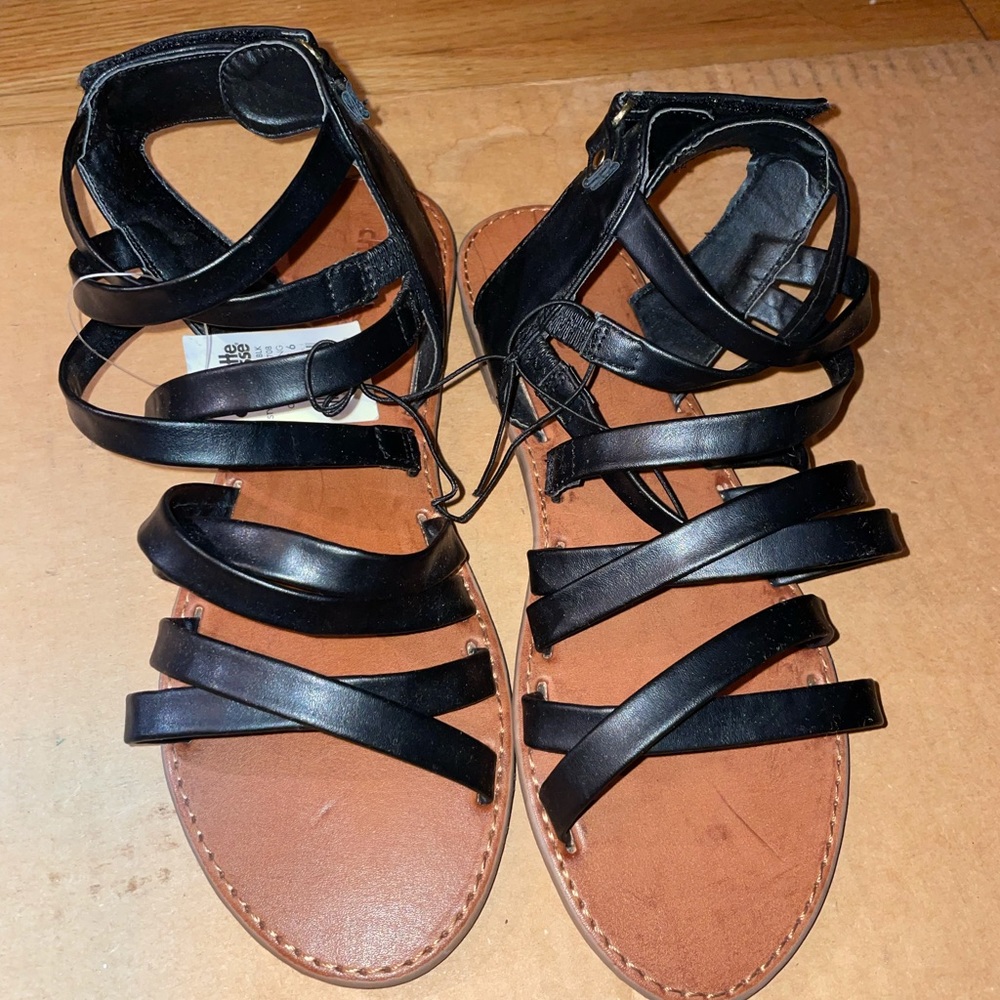 Charlotte Russe Black Strap Sandals